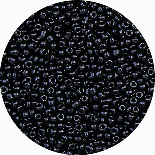 2mm Glass Seed Beads Bulk, Black 12/0 Tiny Round Seed Bead, Small Mini Pony Craft Beads for Bracelet Necklace Wrist Jewelry Making Beading Weaving DIY Crafts Supplies - color: Black