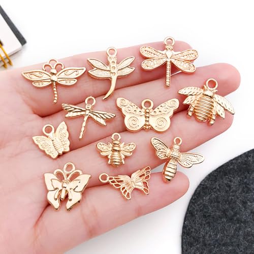 WOCRAFT 60pcs KC Gold Butterfly Bracelet Charms for Jewelry Making Sets DIY Necklace Bracelet Keychain Crafting Charms Kit Craft Supplies (SN848) - color: KC Gold, size: Butterfly Charms