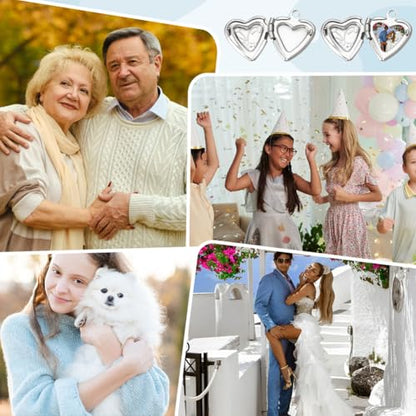 UNICRAFTALE about 20Pcs Photo Pendants Heart Locket Pendants Heart Memory Locket Charms 12.5mm Metal Heart Charms Photo Locket Necklace Pendants for Jewelry Making Charms