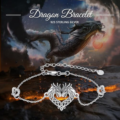 Animal Bracelet for Women 925 Sterling Silver Celtic Dragon/Horse/Wolf Bracelet Adjustable Bracelet Cute Animal Jewelry Gift for Women - style: Dragon Bracelet