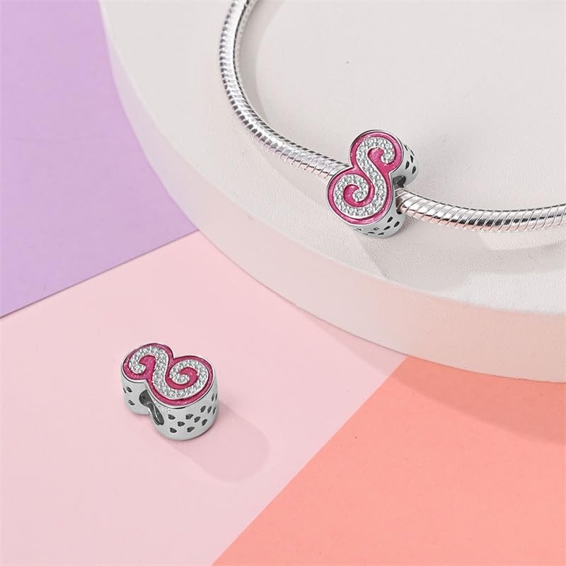 925 Sterling Silver Letter Charms Fits Pandora Bracelets Alphabet AZ Bead Charm for Bracelets Necklace with 5A Cubic Zirconia for Women Birthday Ceremony DIY Jewelry Gift - style: S