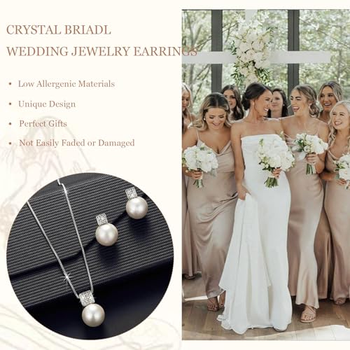 Wedding Jewelry Sets for Brides Bridesmaid Pearl Jewelry Set Fancy Gold Flower Necklace and Earrings Simple Pearl Necklace for Women Bridal Earrings Wedding Accessories Essentials Gifts - color: A7:2pcs-pearl jewelry set