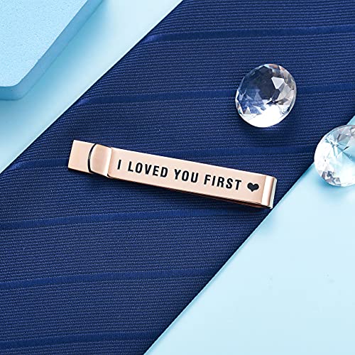 Father of the Bride and Groom Gifts - Wedding Tie Clips for Groomsmen From the Bride - Stainless Steel Tie Bars - color: Father of the bride-Rose Gold