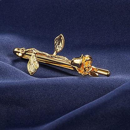 HAWSON 2 inch Tie Clip for Men-Novelty Sport Necktie Bar Clip,Tie Pin,Special Interesting Gift for Men - style: Gold Rose