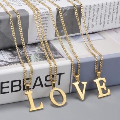 Suweibuke Initial Necklace for Men Women Boys Girls, 18K Gold Plated 26 Letters Pendant Necklace, Personalized Jewelry Gifts - color: Gold-A
