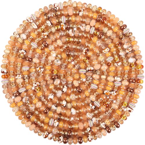 Large Hole Beads Spacer Beads Brown Assorted European Craft Big Beads Large Hole Lampwork Murano Bead Fairy Wand Garden Beads for DIY Charm Bracelet Necklace Earring Jewelry Making Decoration Supplies - color: Brown, size: 100 Pcs