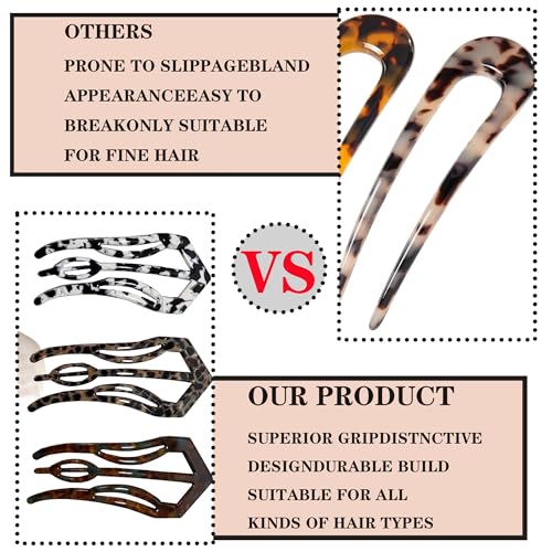 3PCS Prestige French Hair Pin, French Hair Pins for Women Updos Chignons Twists,French Hair Fork Elegant Retro,Double-Notch Locking Mechanism Anti-Loosening - color: blue