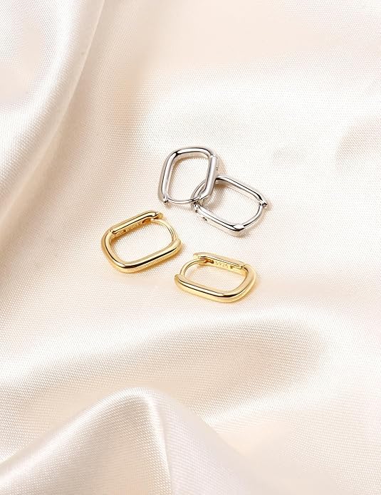 Gold and Silver Hoop Earrings for Women Small Huggie Earrings Hoops | Lightweight Hypoallergenic Hoop Earrings Set for Women Gifts - color: u-shaped hoop