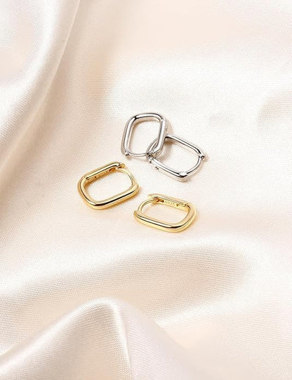Gold and Silver Hoop Earrings for Women Small Huggie Earrings Hoops | Lightweight Hypoallergenic Hoop Earrings Set for Women Gifts - color: u-shaped hoop
