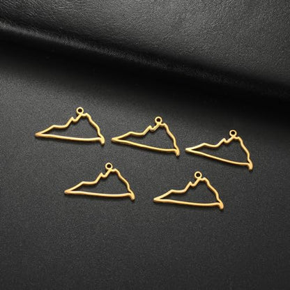 kkjoy 5Pcs Hollow Continents Maps of USA Pendant Charms for Jewelry Making and Crafting, Stainless Steel Mini Charm Craft Supplies Accessories for DIY Bracelet Necklace Earrings - color: Hollow Virginia Map - Gold