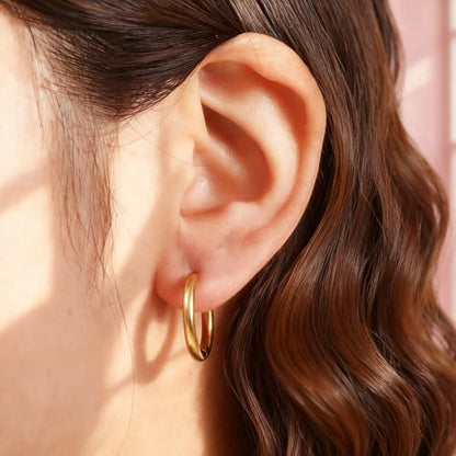 4 Pairs Small Gold Silver Huggie Hoop Earrings for Women Surgical Steel Set | 14K Gold Plated 316L Stainless Steel, 6/8/10/12 mm, Hypoallergenic, Lightweight, Mini Jewelry - color: Gold/4 Pairs