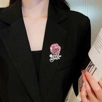 Fabric Camellia Flower Brooches Fashion Cubic Zirconia Flowers Brooch Classic for Party Dance Wedding Banquet for Elegant Women Ladies Beautiful Girls Lapel Pins Dress Suit Clothes Pearl Accessories Jewelry Valentine's Day Decor Christmas Gifts