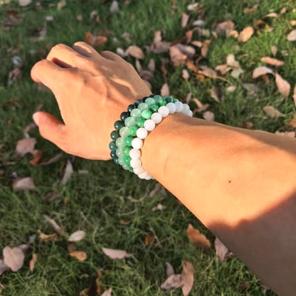 4mm 6mm 8mm Healing Crystal Bracelets for Women Men Natural Stone Beaded Stretch Bracelet Handmade Gemstone Reiki Spiritual Jewelry Gifts - color: Green Jade+White Jade+Aventurine+Moss Agate-Healing, size: 8mm
