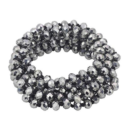 Firstmeet Fashion Beads Rope Knot Long Beaded Necklace Versatile 60" Strand Costume Jewelry for Women - color: XL-1182-Sliver
