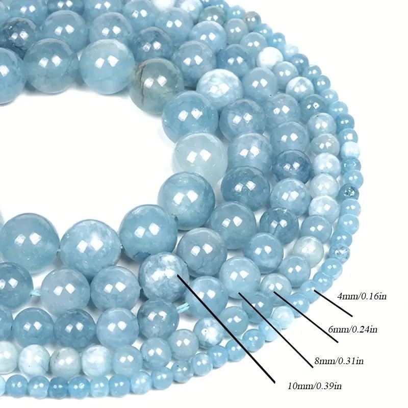 Zenkeeper About 180 Pcs Aquamarine Beads for Jewelry Making 4 MM Aquamarine Gemstones Loose Stone Beads - color: Aquamarine, size: 4MM, about 180pcs