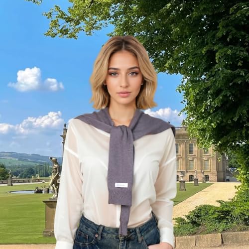 WaJuemy Women's Sweater Shawl Wraps Sleeves Knitted Collar Sweater Scarf Top Casual Lightweight Shoulder Cape Accessories - color: 05 Grey X