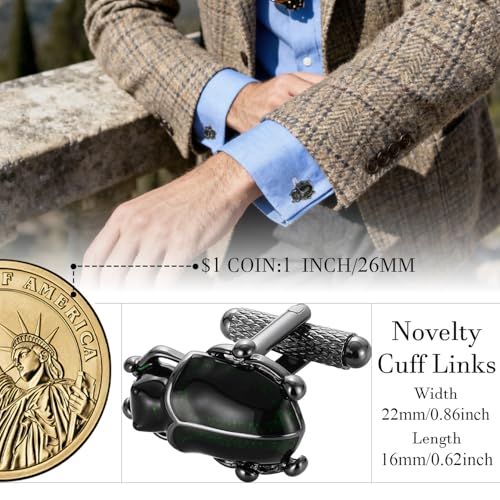 HAWSON Various Unique Cuff Links Mens, Animal/Tactical/Music/Holiday/Cufflinks, Themed Wedding Dinner Party Gift Suit Accessories - style: Beetle