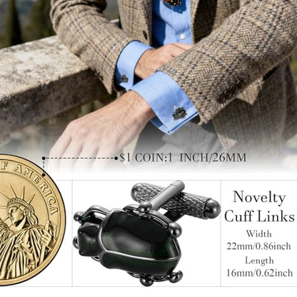 HAWSON Various Unique Cuff Links Mens, Animal/Tactical/Music/Holiday/Cufflinks, Themed Wedding Dinner Party Gift Suit Accessories - style: Beetle