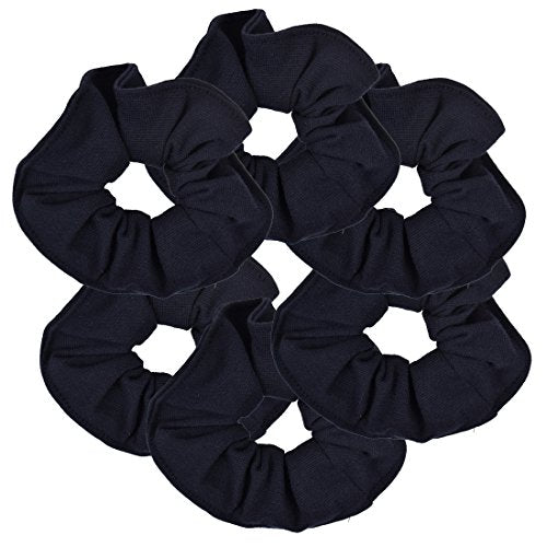 Motique Accessories Large Scrunchies for Women, Pack of 6, Navy | Hair Ties for Medium & Thick Hair - color: Navy Blue