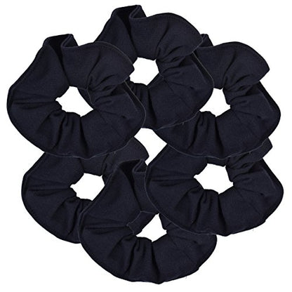 Motique Accessories Large Scrunchies for Women, Pack of 6, Navy | Hair Ties for Medium & Thick Hair - color: Navy Blue