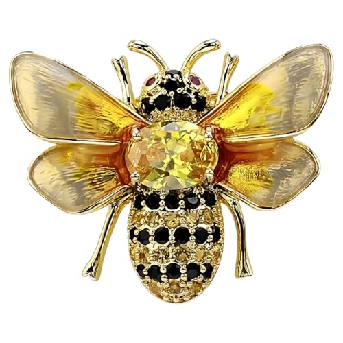 Rhinestone Bee Brooch Pin for Women Girls Gold Plated Fashion Cute Animal Insect Vintage Crystal Honeybee Bumblebee Brooches Lapel Pin Dress Accessories Wedding Christmas Jewellery Gift