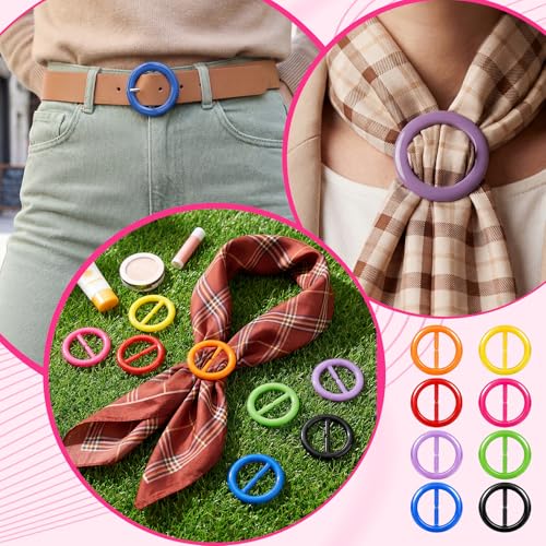Boao 16 Scarf Ring for Women T Shirt Clips to Tighten Scarf Ring and Slides Clothes Corner Knotted Button for Sweater Dress(Rainbow Style) - style: Rainbow Style