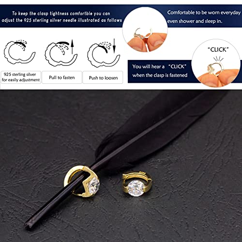 Tiny Huggie hoop Earrings for Women | 14k Gold Plated, Mini Round Cubic Zirconia, Small Simulated Diamond Huggies, Hypoallergenic Jewelry Gifts - color: Clear
