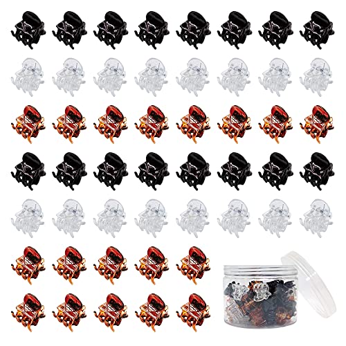 50 PCS Mini Hair Claw Clips， Bangs Strong Grip Multifunction Clamp Clips. (Black + Transparent white + brown) - color: Black + Transparent white + brown