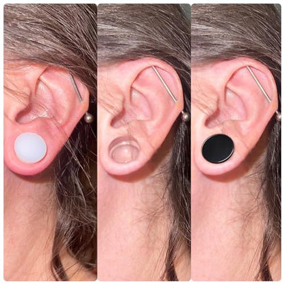 8G-12mm Acrylic Single Flare Ear Gauges Plugs and Tunnels mushroom shaped with O-Ring Gauges Expander Stretcher for Women Men Clear Black Opalite - color: 00G (10mm)