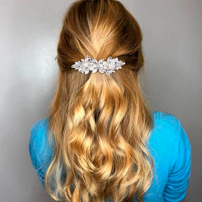 Joez Wonderful 2 Pcs Rhinestone Hair Clips, Pearl Bridal Hair Accessories for Women, Sparkly Crystal Hair Pins, Fancy Flower Hair Barrettes for Wedding, Bride (Gold, Silver) - color: Pearl (Gold, Silver)