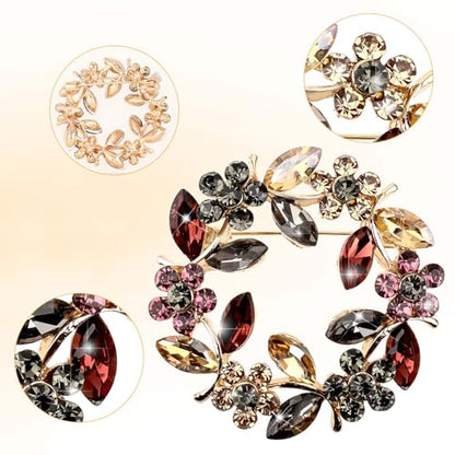 Vintage Rose Floral Crystal Pearl Flower Brooch Pins - Rhinestone Brooches for Women, Girls - Coats, Wedding, Shawls, Parties, Proms