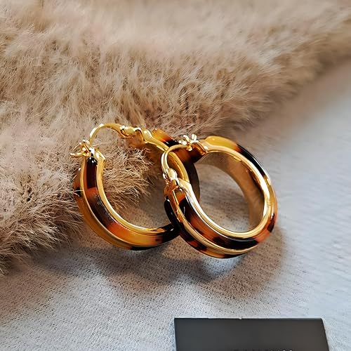 14K Gold Plated Chunky Hoop Earrings for Women Vintage Leopard Print Hoops Large Round Hoop Earrings Jewelry - style: Hoop