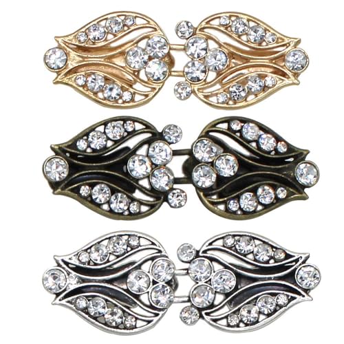 3pcs women's Vintage diamond Cardigan Collar Clip Shawl cape buckle Can be used as dress tightening clip sweater accessories - color: K