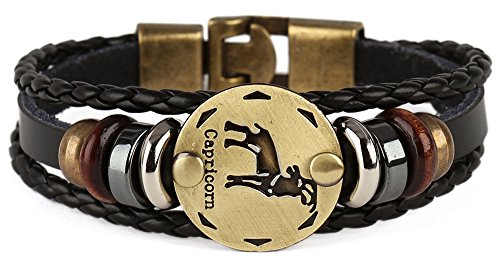 Punk Alloy Leather Bracelet for Constellation Braided Rope Bracelet Bangle - style: Capricorne