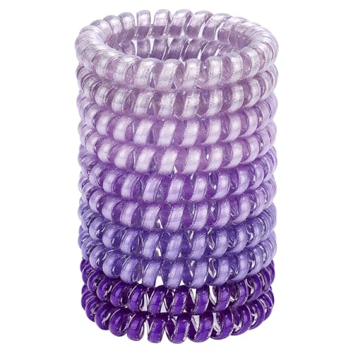 JessLab Spiral Hair Ties for Women, 10-Pack Traceless No-Damage Ponytail Holders, Coils Hair Bands for Girls, Assorted Colors - color: #50