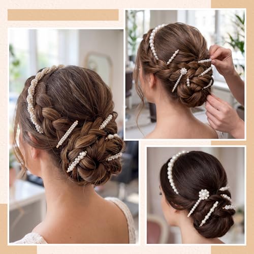 23 Pcs Pearl Hair Accessory Set, Including Faux Pearl Hair Clips,Headbands, and Gold Metal Clips, Women Fashion Hairs Accessories Styling Tools for Birthday Parties Gift Weddings Souvenirs