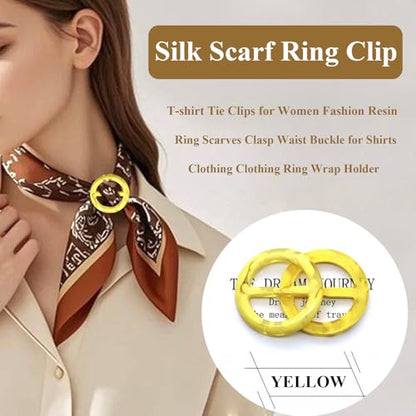 12PCS Silk Scarf Ring Clip T-shirt Tie Clips for Women Fashion Resin Ring Scarves Clasp Waist Buckle for Shirts Clothing Clothing Rings Wrap Holder with 1 Exquisite Box Rainbow Style(Inner 1.18in)