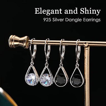 Multicolor Crystal Dangle Studs Earrings Set for Women 925 Silver Hypoallergenic Dangle Earrings Leverback Drop Earring Fashion Cubic Zirconia Leverback Stud Earring Sets Trendy Cubic Zirconia Jewelry Gifts for Women - style: 6-T-S