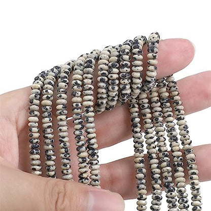 BEADIA Natural Dalmatian Stone Spacer Beads Caps Rondelle Disk Loose Beads for Beading Jewelry Making 4mmx2mm 38cm - color: Dalmatian Stone, size: Rondelle Disk 4mm x 2mm