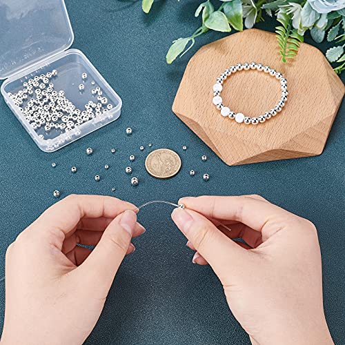 PH PandaHall 5 Sizes Smooth Round Beads, 300pcs 14K Silver Plated Beads Little Round Bead Seamless Ball Bead Long-Lasting Spacers for Hawaii Layered Bracelet Necklace Jewelry DIY Crafts 2/3/4/5/6mm - color: Silver
