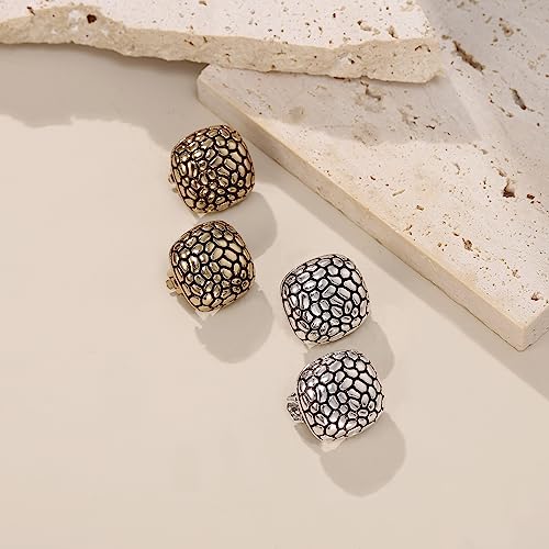FANZE 2 Pairs Matte Gold Sliver Clip on Earrings for Women No Piercing | No Piercing Button Earring Comfortable Fashion Jewelry Gift - color: Set-6