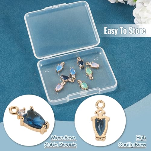 Beadthoven 8pcs Brass Micro Pave Cubic Zirconia Teardrop Charms Diamond Crystal Teardrop Dangle Charms Faceted Rhinestone Drop Pendants for Jewelry Making Necklace Choker Earrings DIY Crafts - color: Mixed Teardrop