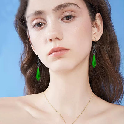 ONLYJUMP Gothic Vampire Bat Earrings Necklace Set for Women Vintage Goth Dark Bat Earrings Blood Pendant Necklaces Mystic Witch Halloween Costume Jewelry Gifts - style: Green\