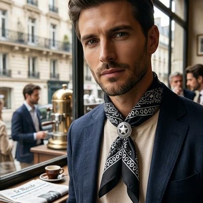 4Pcs Scarf Ring Western Bandana Slide For Women Men Genuine Leather Wild Rag Clip Neckerchief Holder Cowboy Accessories Clothing Cinch Buckle - color: Silver C