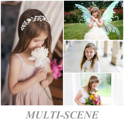 Wecoe Flower Girl Headpieces 2pcs Silver Rhinestone Pearl Headbands Wedding Bridal Flower Girl Hair Accessory Princess Hair Accessories for Birthday, Party, First Communion, Baptism - color: Silver C