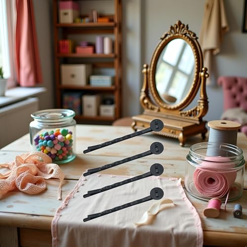 50 Pcs Hair Bobby Pins Hair Clips with Blank Round Tray Hair Pins Hairpin Cabochons Bases Hair Styling Pins for DIY Crafts Hair Accessories（Black）