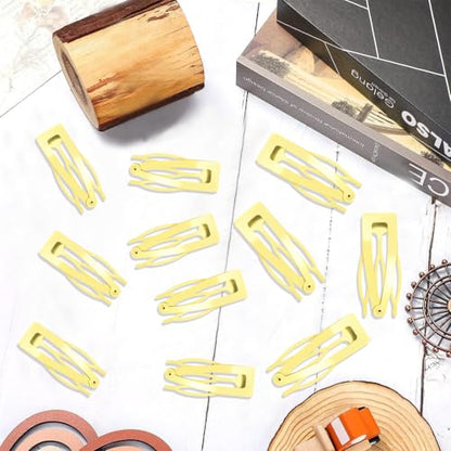 20 Pcs Snap Hair Clips for Women Snap Hair Barrettes Double Grip Hair Clips 3 Prong Clips for Hair Barrettes for Women Girls (Light Yellow) - color: Light Yellow