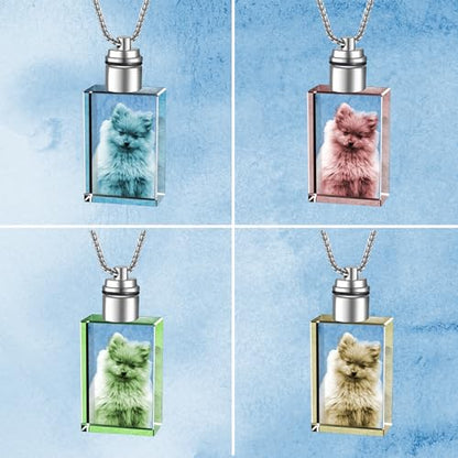 Farfume Personalized Photo Necklace for Women/Men, Memorial Jewelry Gifts | Holds 2 Pictures Pendant, Custom Engraved Text, Beautiful Locket for Girls, Durable Stainless Steel, Mothers Day Gifts - color: Crystal Square Necklace