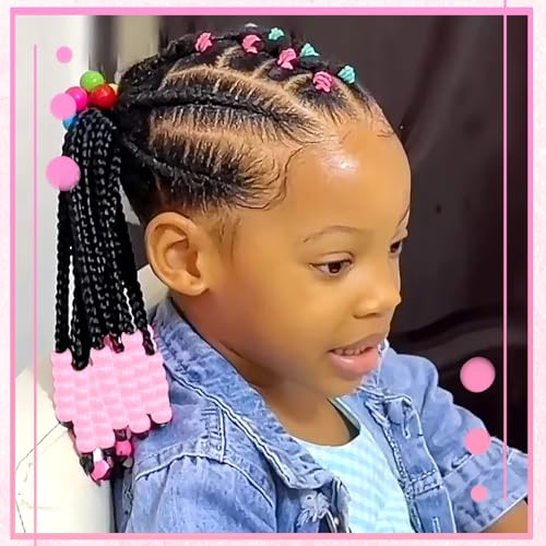 NAISKA 90Pcs Pink Hair Beads for Kids Girls Small Beads for Hair Cute Dreadlock Beads Acrylic Hair Beads for Braids Tiny Pony Beaded Hair Clips Toddler Loc Beads Jewelry - color: Pink