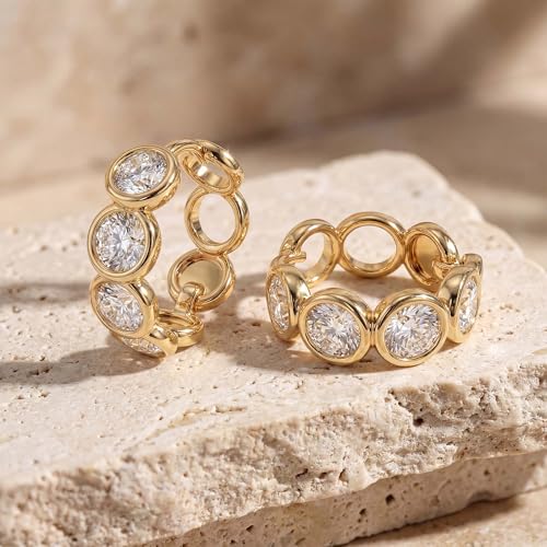 Women Gold Earrings Huggie Hoop Cubic Zirconia 14K Gold Plated Small Simple Hypoallergenic Everyday Jewelry - style: Circle